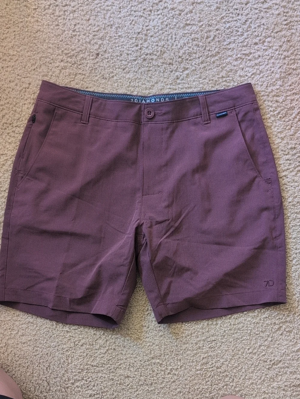 7 Diamonds Men's Athletic Shorts in Plum Dynamic Performance Short